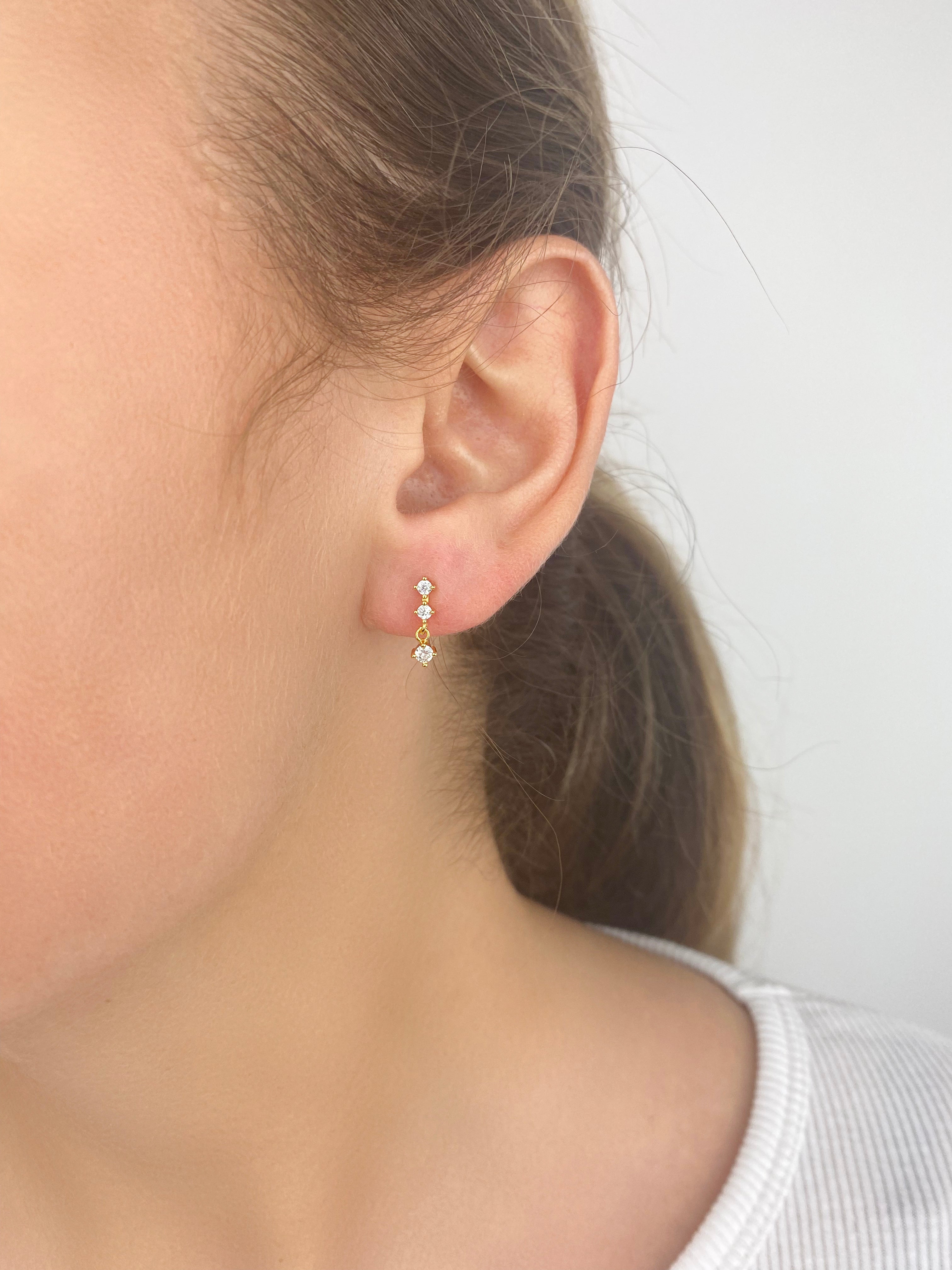 Stella Tiered Drop Stud Earrings in Gold