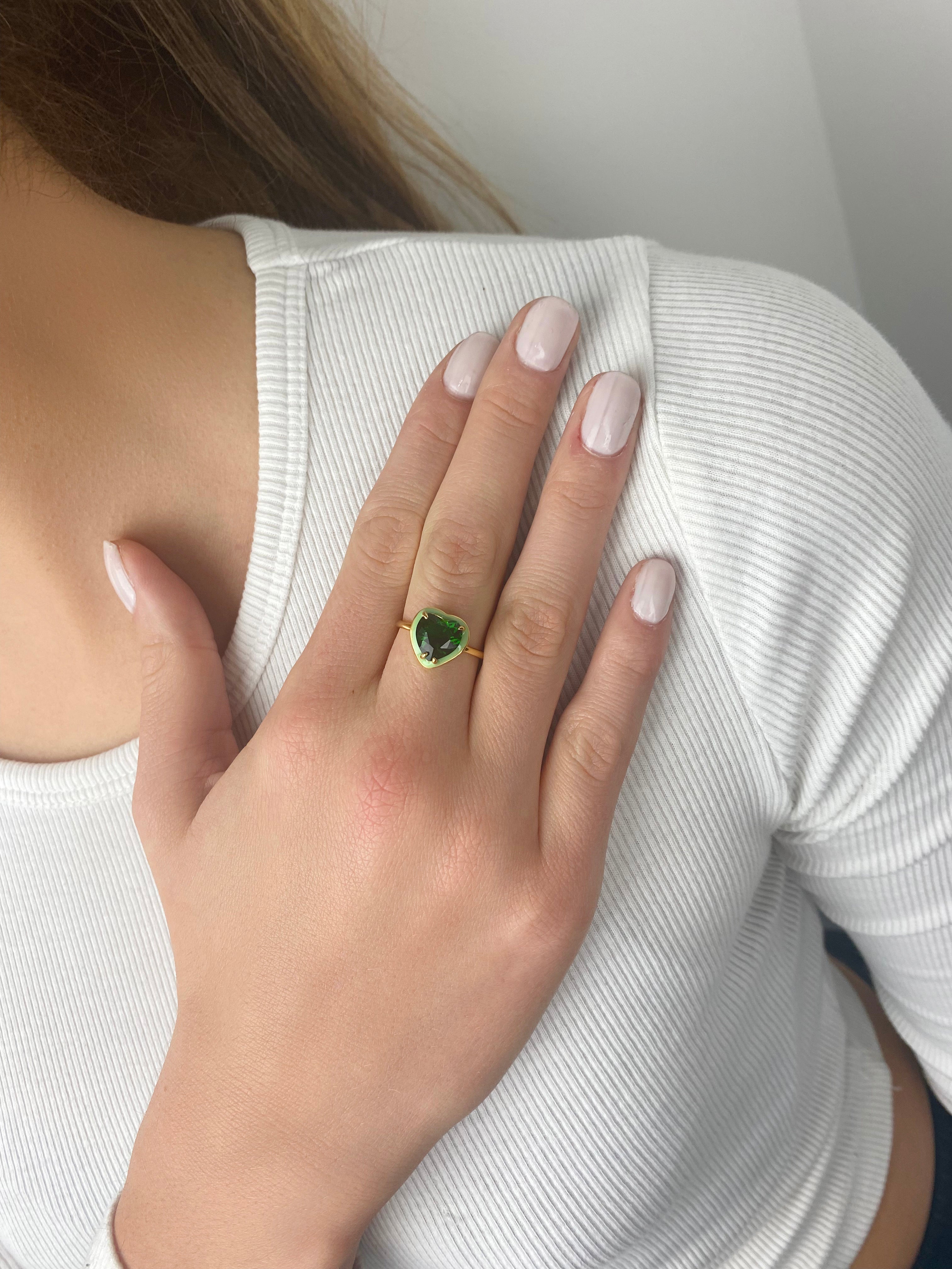 Sweetheart Adjustable Ring in Green
