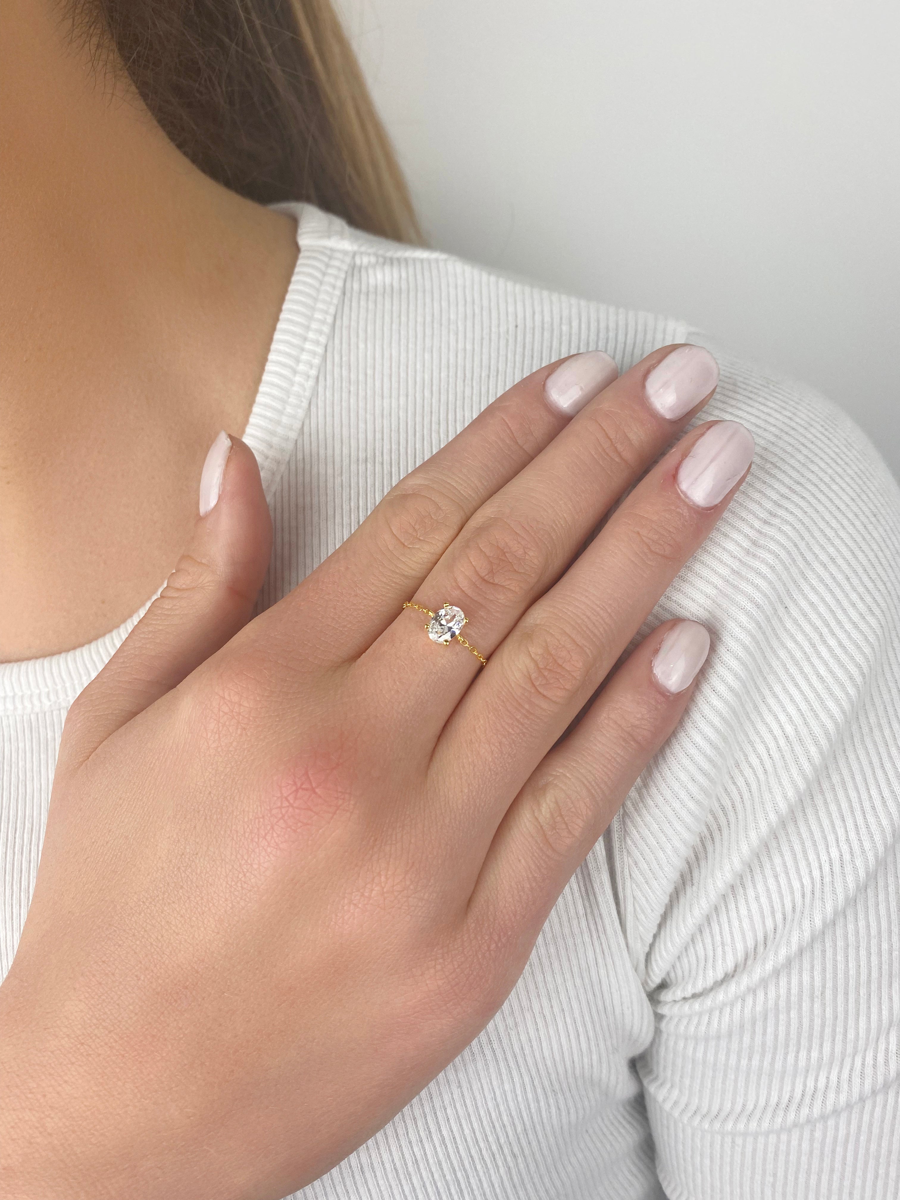 Adjustable Gold Oval Stone Ring