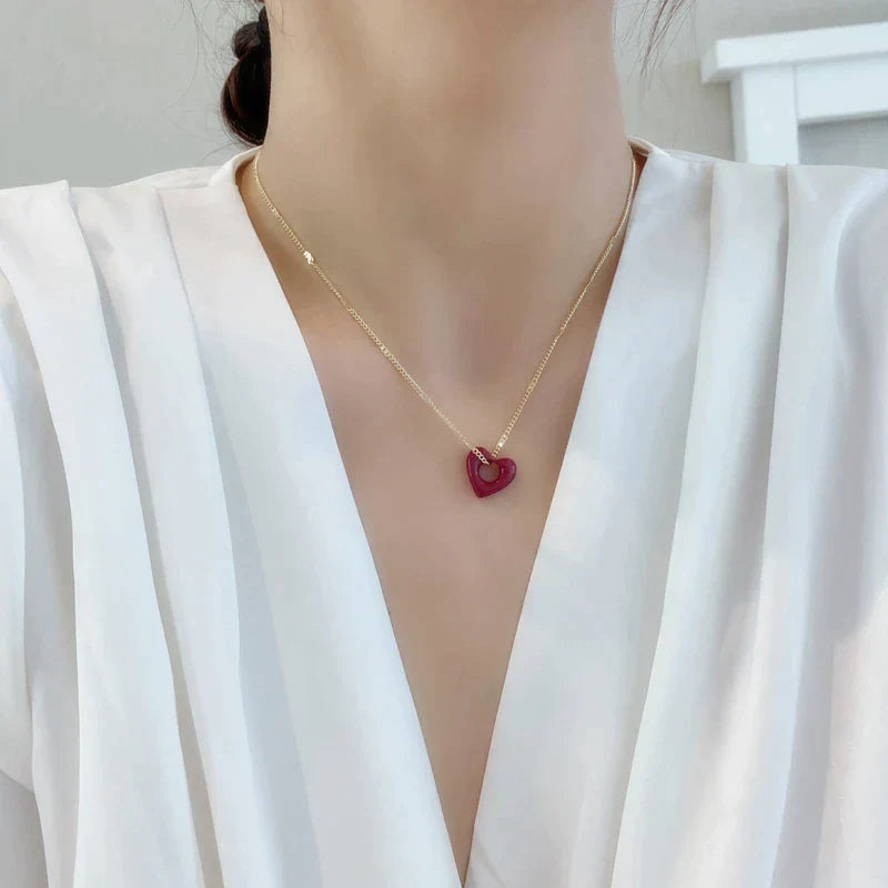 Vintage Love Necklace in Ruby