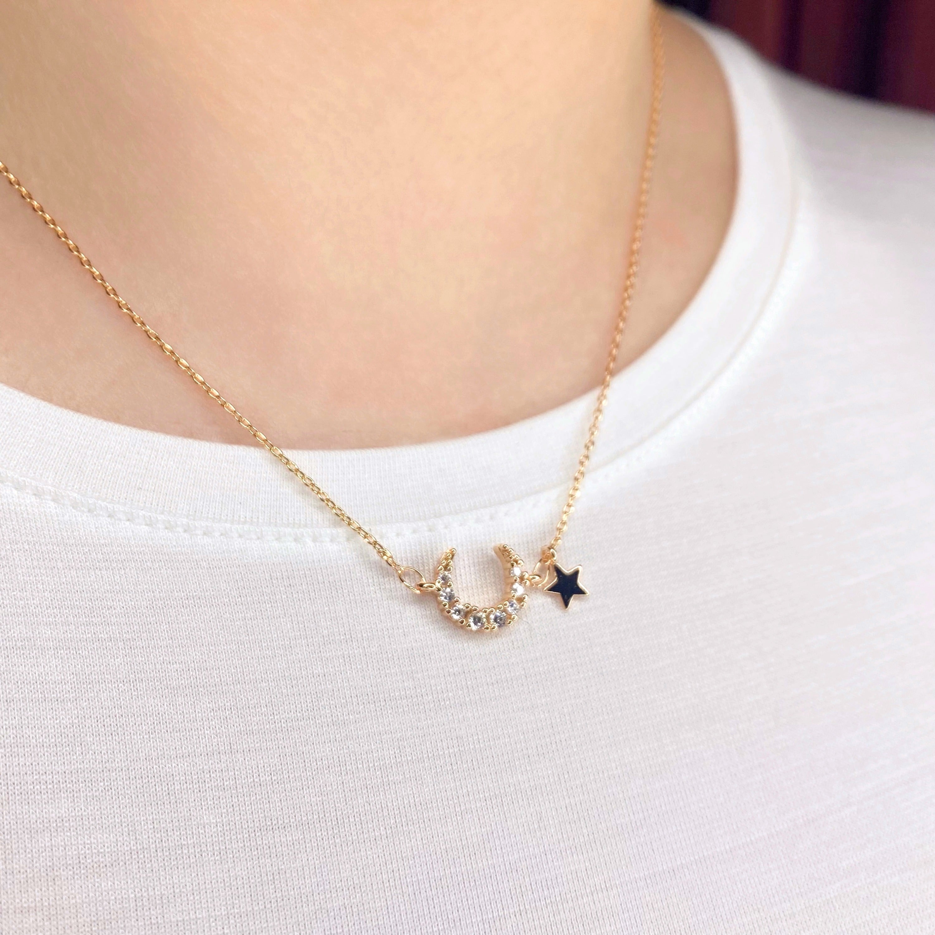 Adjustable Moon and Star Necklace