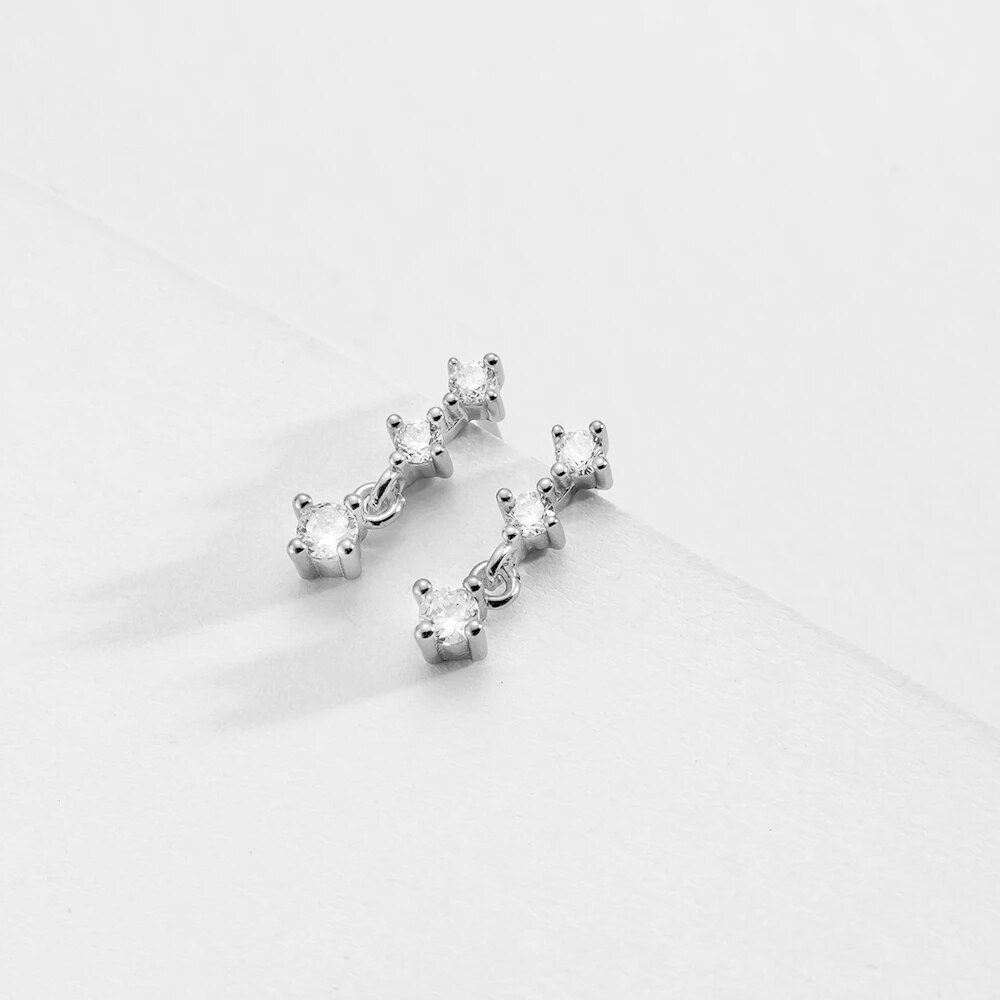 Stella Tiered Drop Stud Earrings in Silver